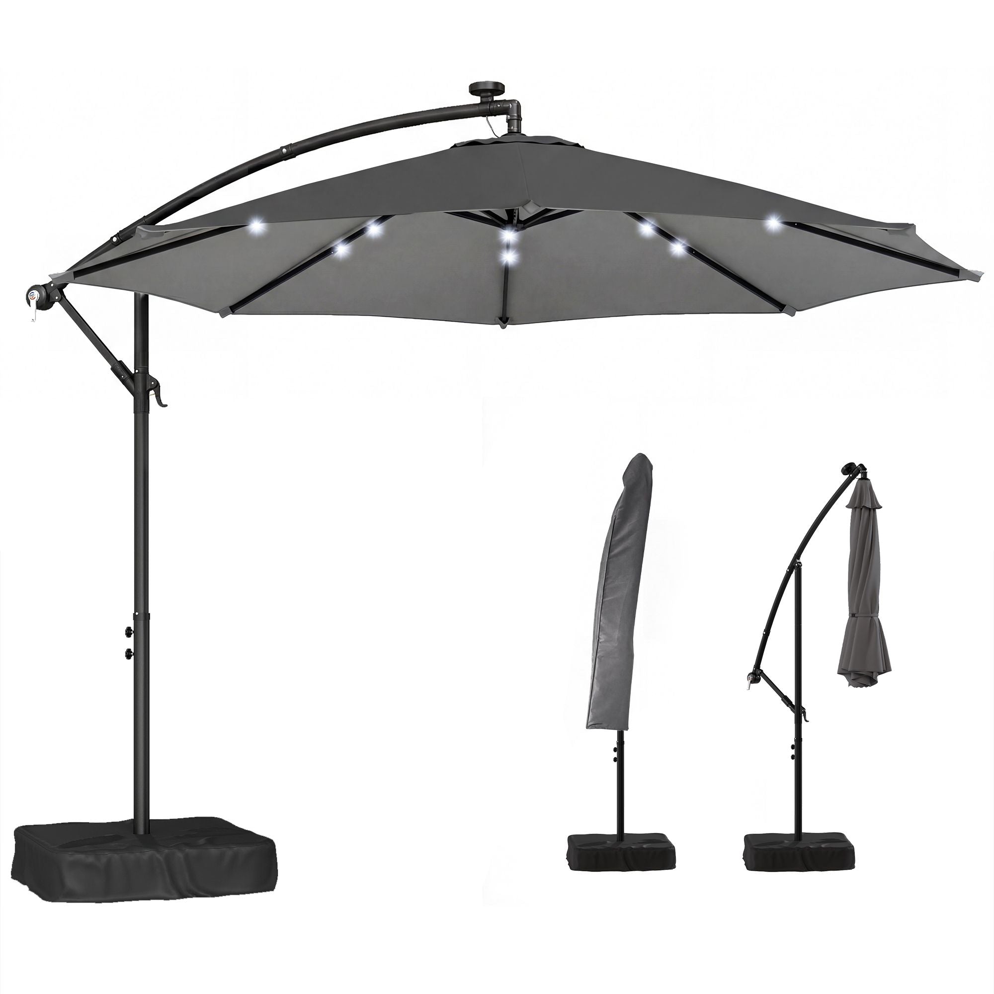 10 ft Cantilever Patio Umbrella with Light, Weight, Offset Hanging Out –  RGD Essentials Market