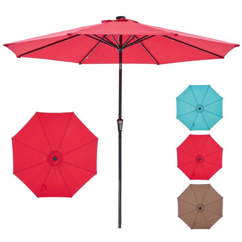 10 ft Patio Umbrella for Table, Outdoor Sun Umbrella with 32 LED Solar – RGD Essentials Market 10 ft Patio Umbrella for Table, Outdoor Sun Umbrella with 32 LED Solar – RGD Essentials Market