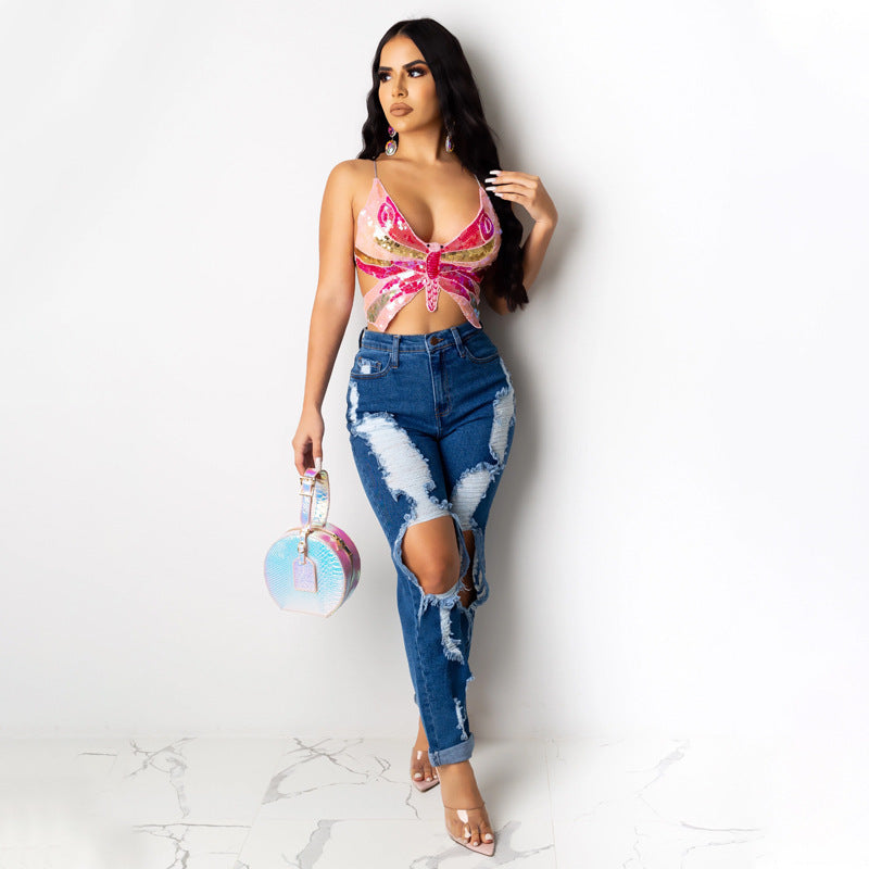 crop top women summer tops vintage tank top t shirt bandage - 