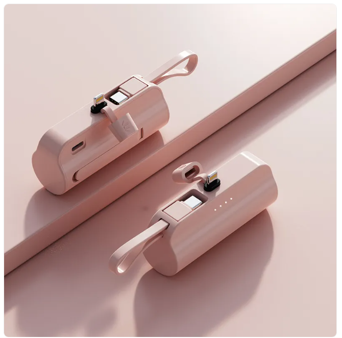 Fast Charger for Android & iPhone — Portable USB-C Power Bank with Built-In Cable, Quick Charge