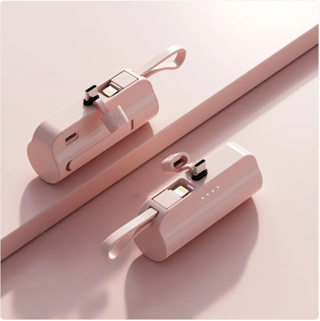Fast Charger for Android & iPhone — Portable USB-C Power Bank with Built-In Cable, Quick Charge