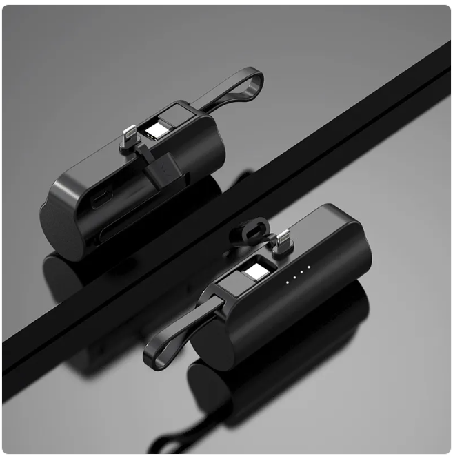 Fast Charger for Android & iPhone — Portable USB-C Power Bank with Built-In Cable, Quick Charge