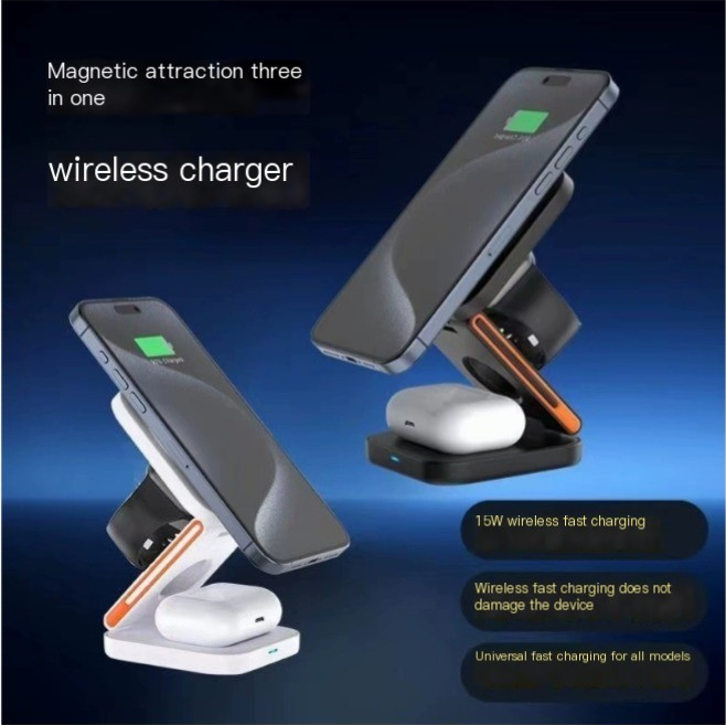Fast Charger for Android & iPhone — 3-in-1 Wireless USB-C Quick Charge, Compatible with All Devices