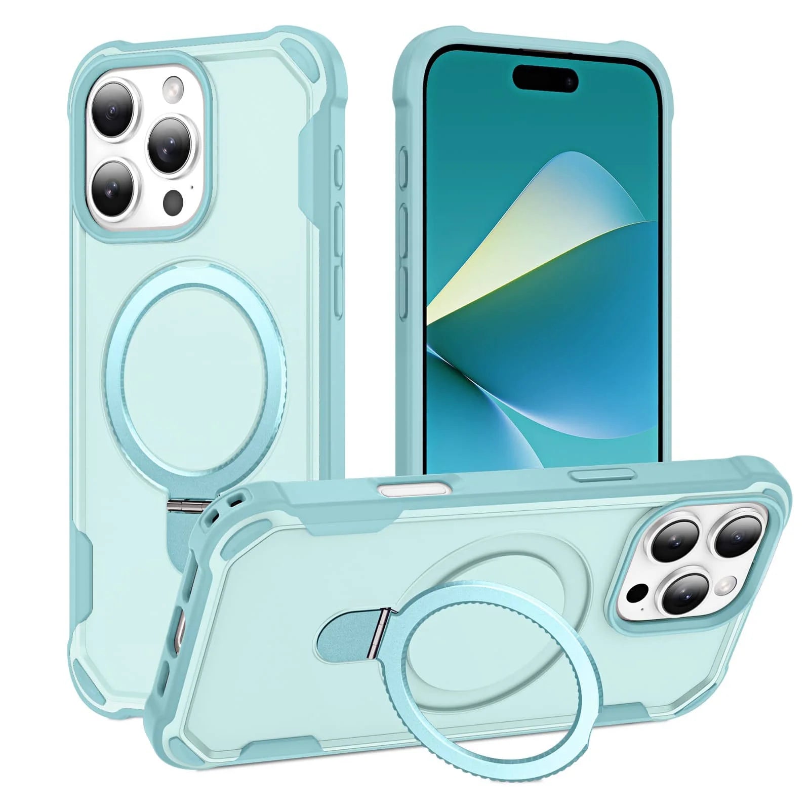 For iPhone 16e/16/15/14/16 Plus 11 Stand Case Compatible with Magnetic, Built-in Ring Holder Drop Protection Cover