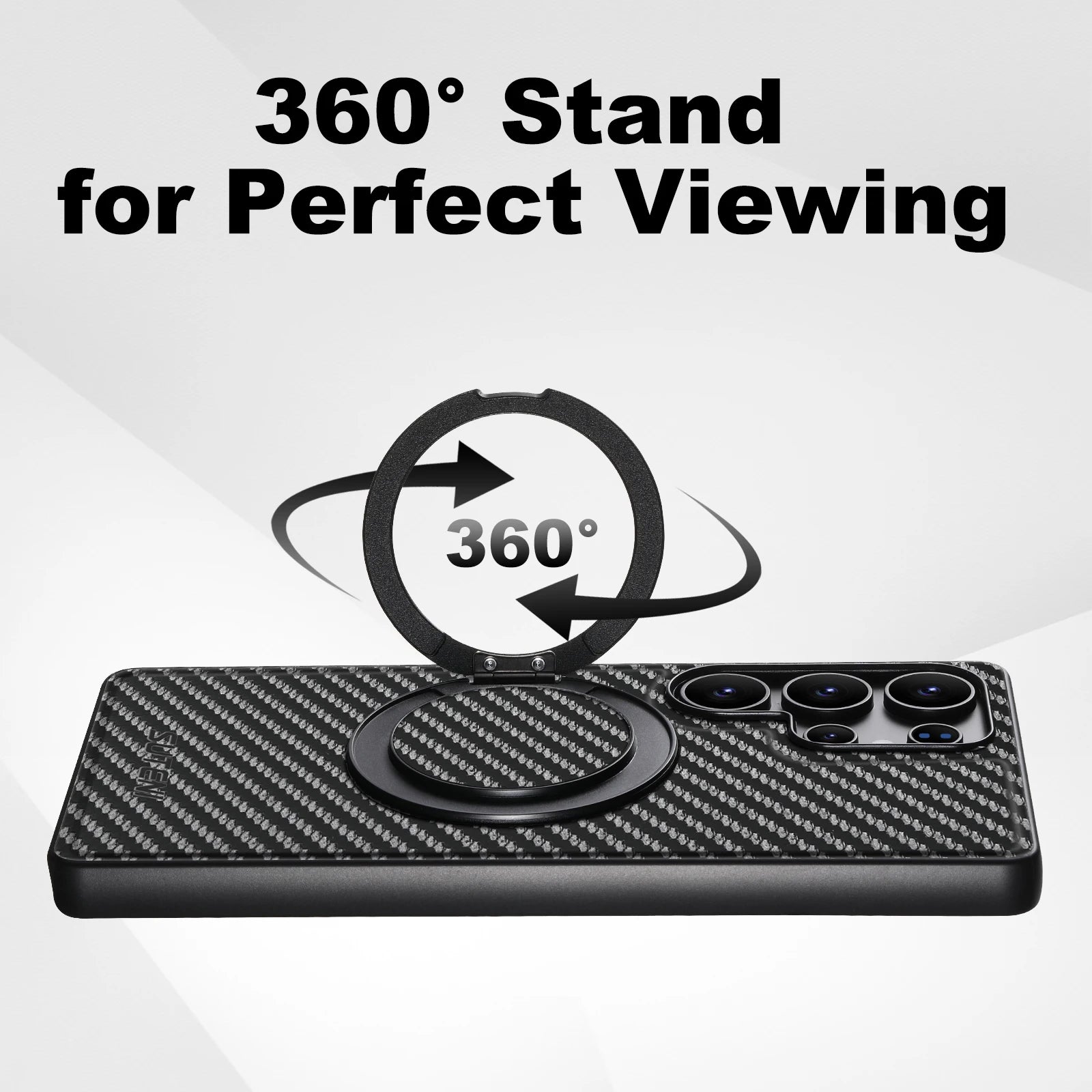 SUTENI Carbon Fiber Phone Case Wireless Charging 360° Rotating Stand
