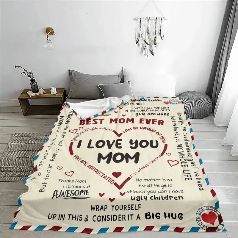 Letter To Mom Pattern Blanket, 1/2/3 Counts Soft Comfortable Warm Throw, Air-Conditioned Room Warm Nap Blanket