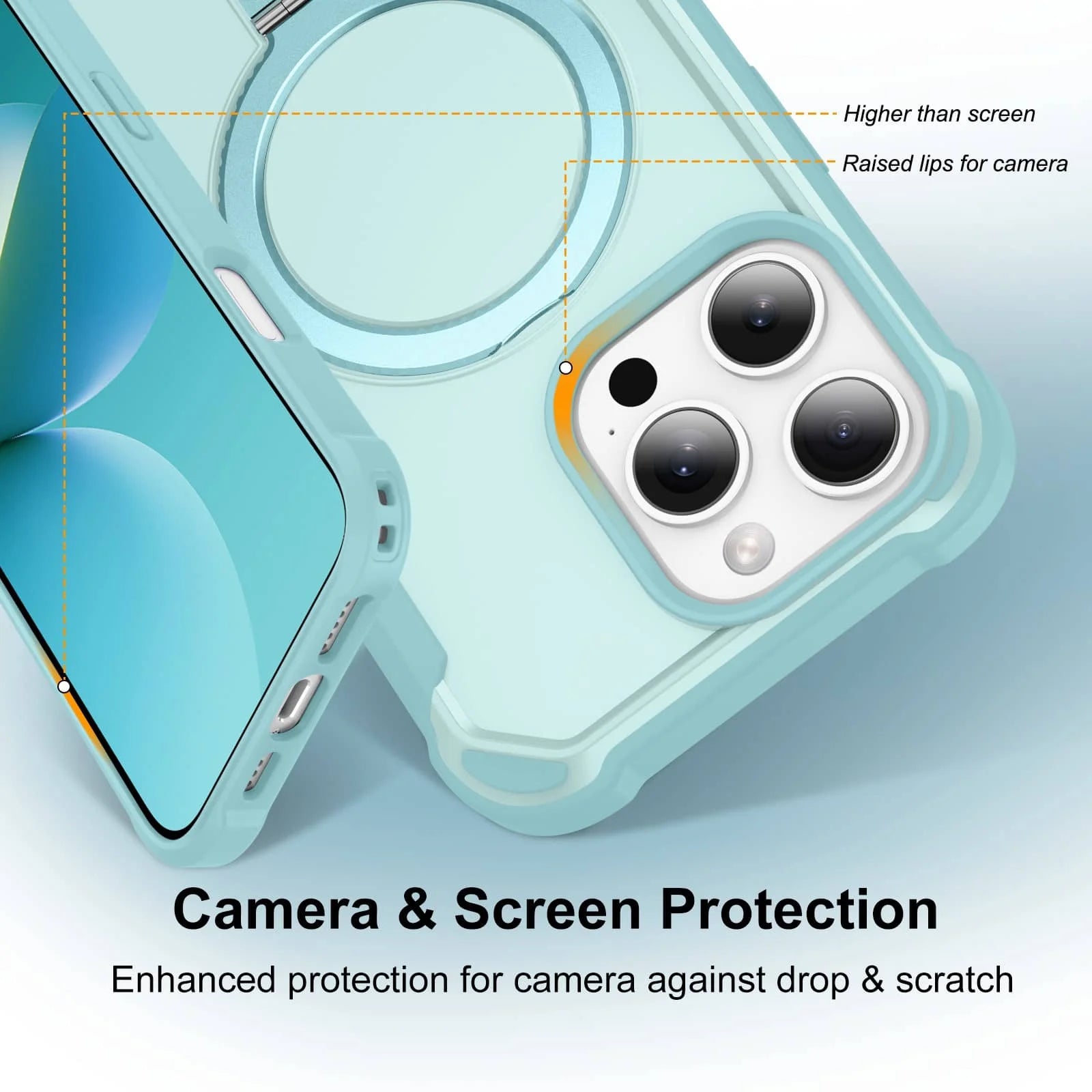 For iPhone 16e/16/15/14/16 Plus 11 Stand Case Compatible with Magnetic, Built-in Ring Holder Drop Protection Cover