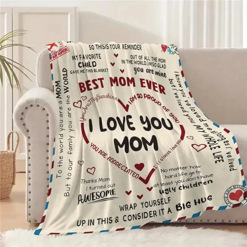 Letter To Mom Pattern Blanket, 1/2/3 Counts Soft Comfortable Warm Throw, Air-Conditioned Room Warm Nap Blanket