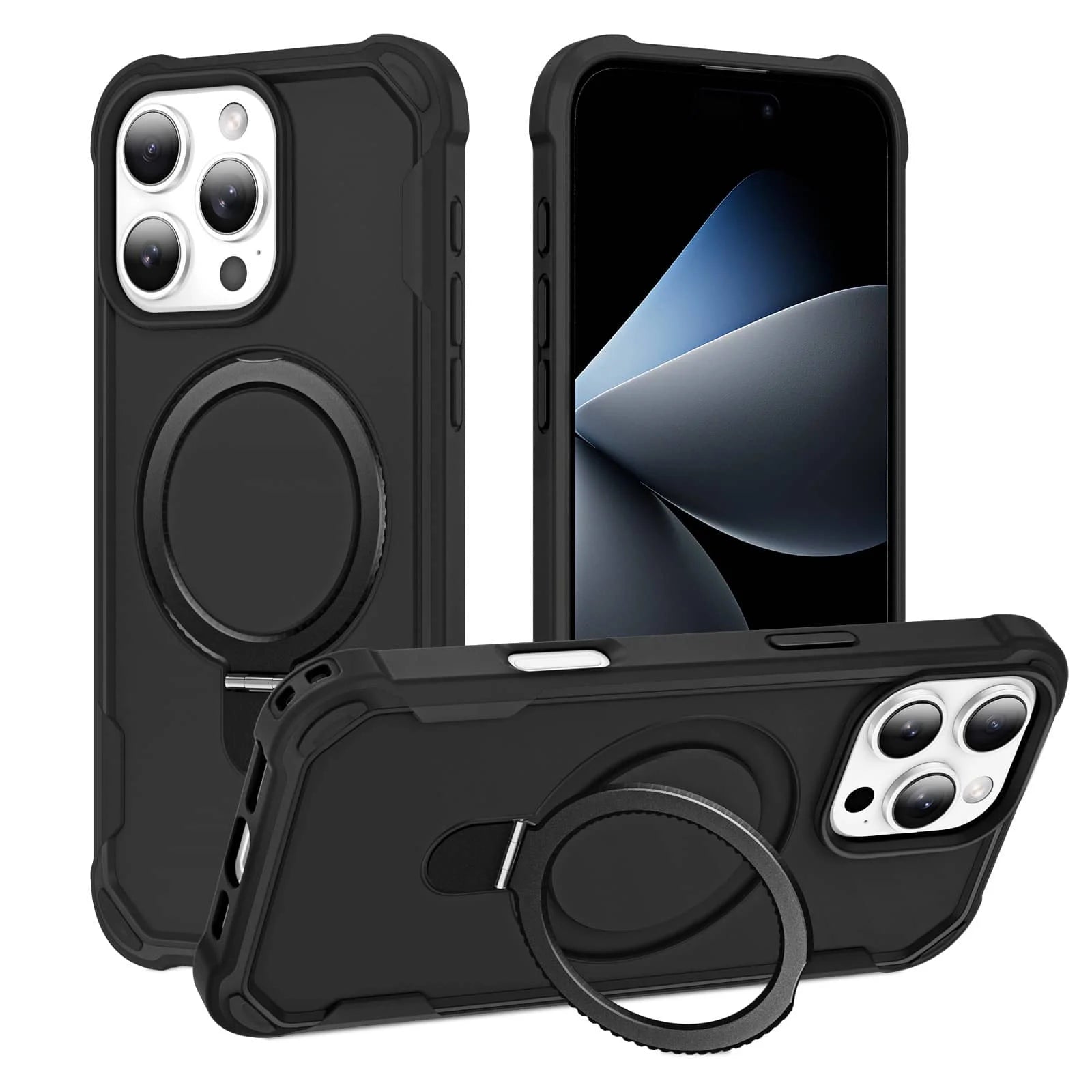 For iPhone 16e/16/15/14/16 Plus 11 Stand Case Compatible with Magnetic, Built-in Ring Holder Drop Protection Cover