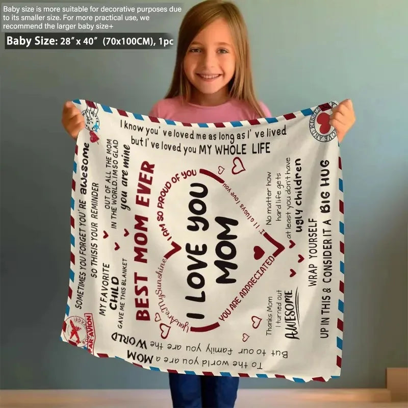Letter To Mom Pattern Blanket, 1/2/3 Counts Soft Comfortable Warm Throw, Air-Conditioned Room Warm Nap Blanket