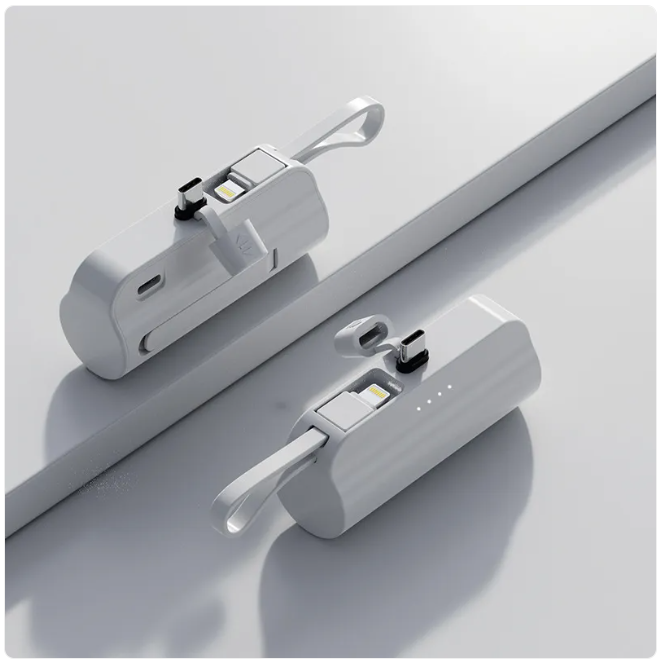 Fast Charger for Android & iPhone — Portable USB-C Power Bank with Built-In Cable, Quick Charge