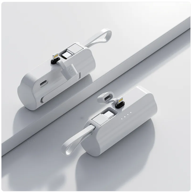 Fast Charger for Android & iPhone — Portable USB-C Power Bank with Built-In Cable, Quick Charge