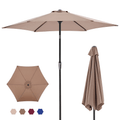 7 5 foot outdoor terrace sun umbrella with button tilt and hand cranking device 6 rib design uv15 waterproof fabric - im