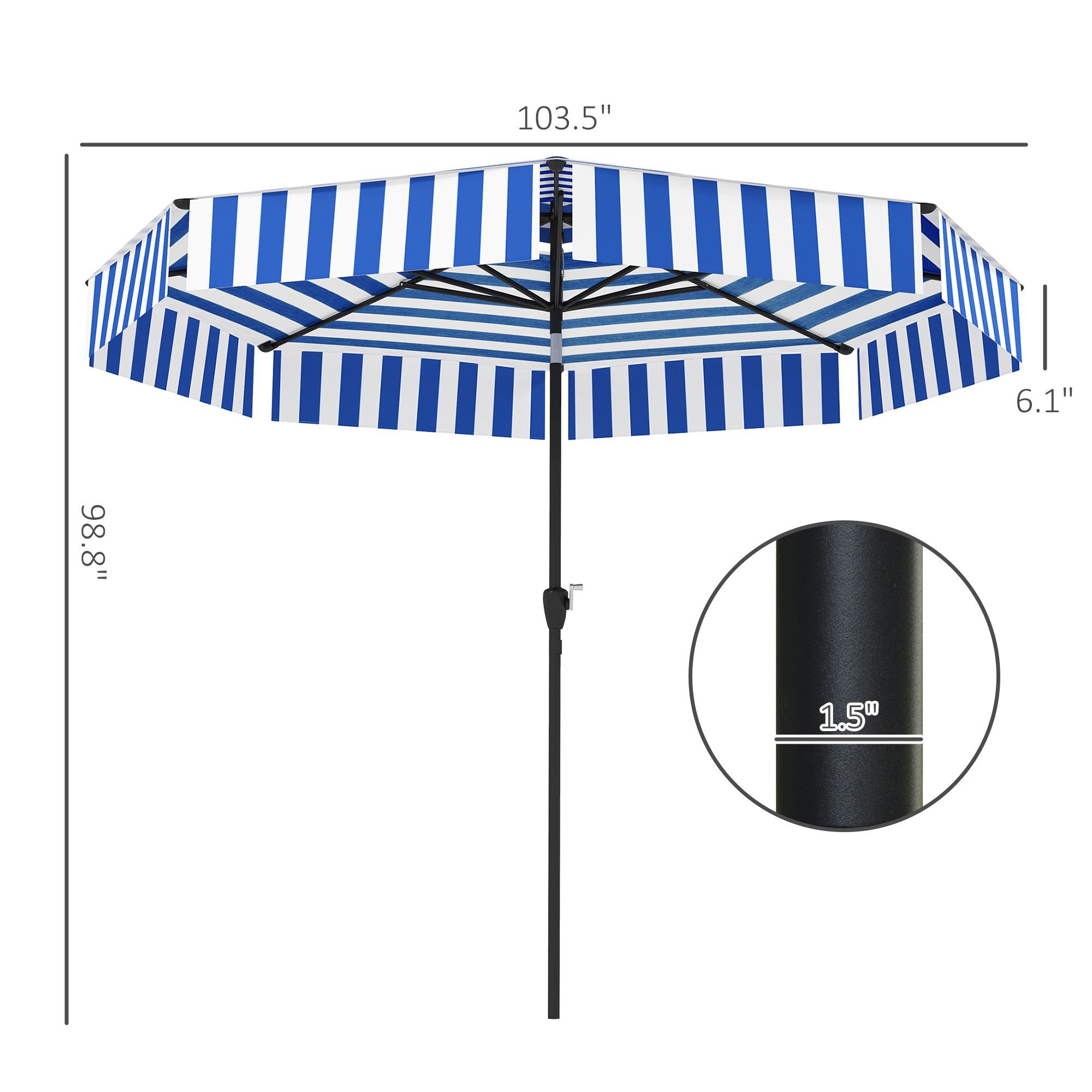 8 6ft patio umbrella upf 30 outdoor market umbrella 2 tier vented patio table umbrella with crank 8 ribs tiltable porch 