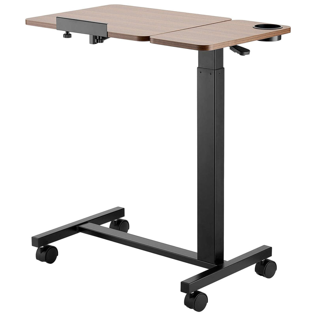 portable overbed desk with height angle adjustments rolling laptop table with cup holder for study work - 