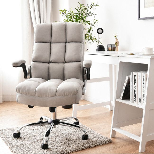 adjustable swivel office chair with high back and flip up arm for home and office - 