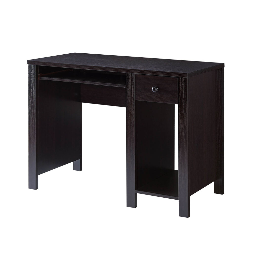 stylish red cocoa espresso writing desk 39 compact laptop desk with drawer wooden knob for home office - 