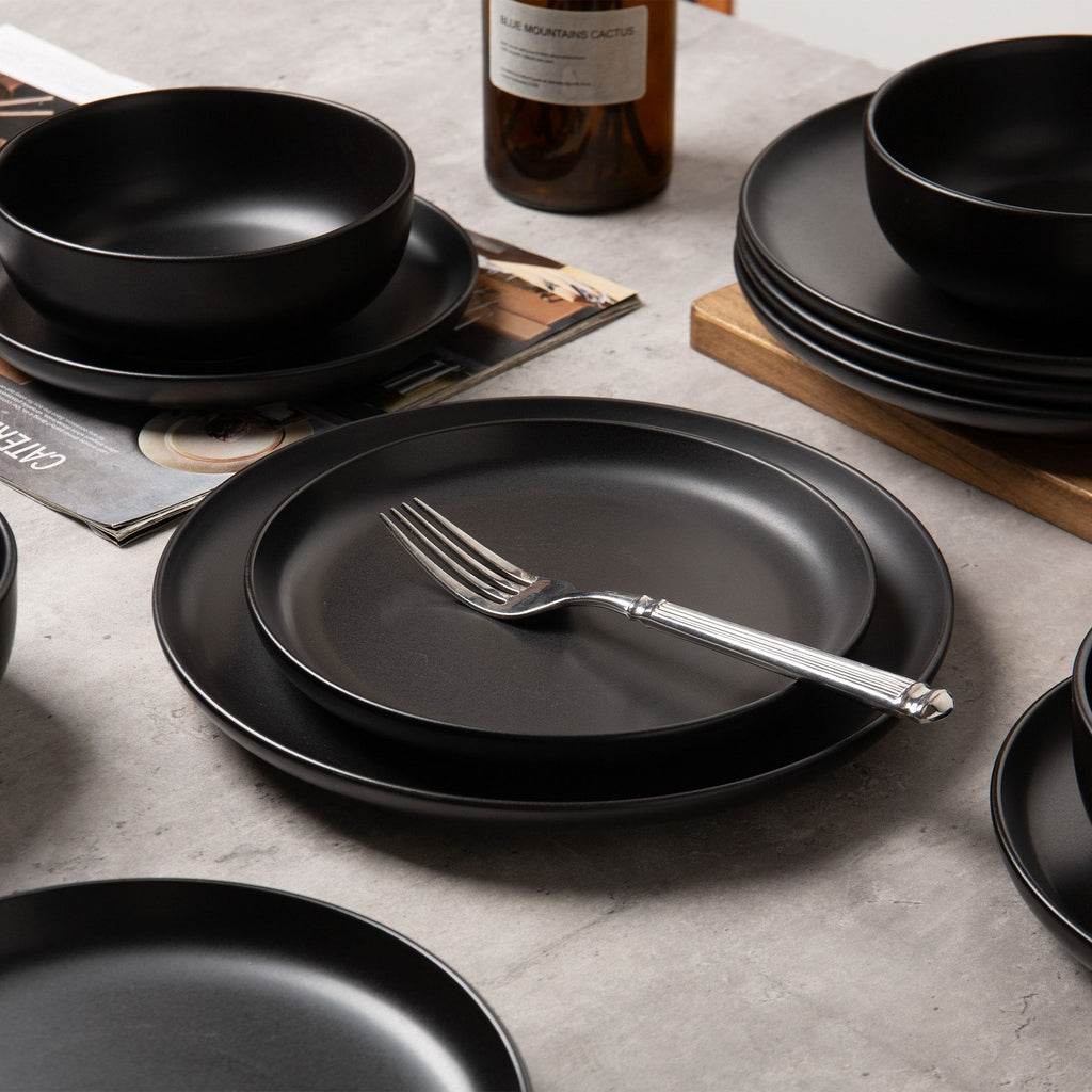 12 piece stoneware dinner plates bowls sets microwave dishwasher safe non toxic dinner plates bowls set stackable matte 