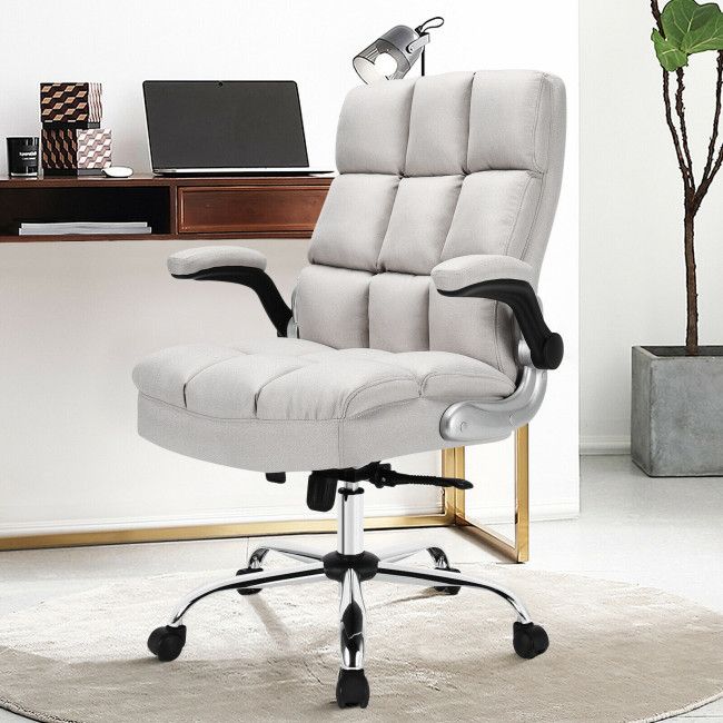 adjustable swivel office chair with high back and flip up arm for home and office - 