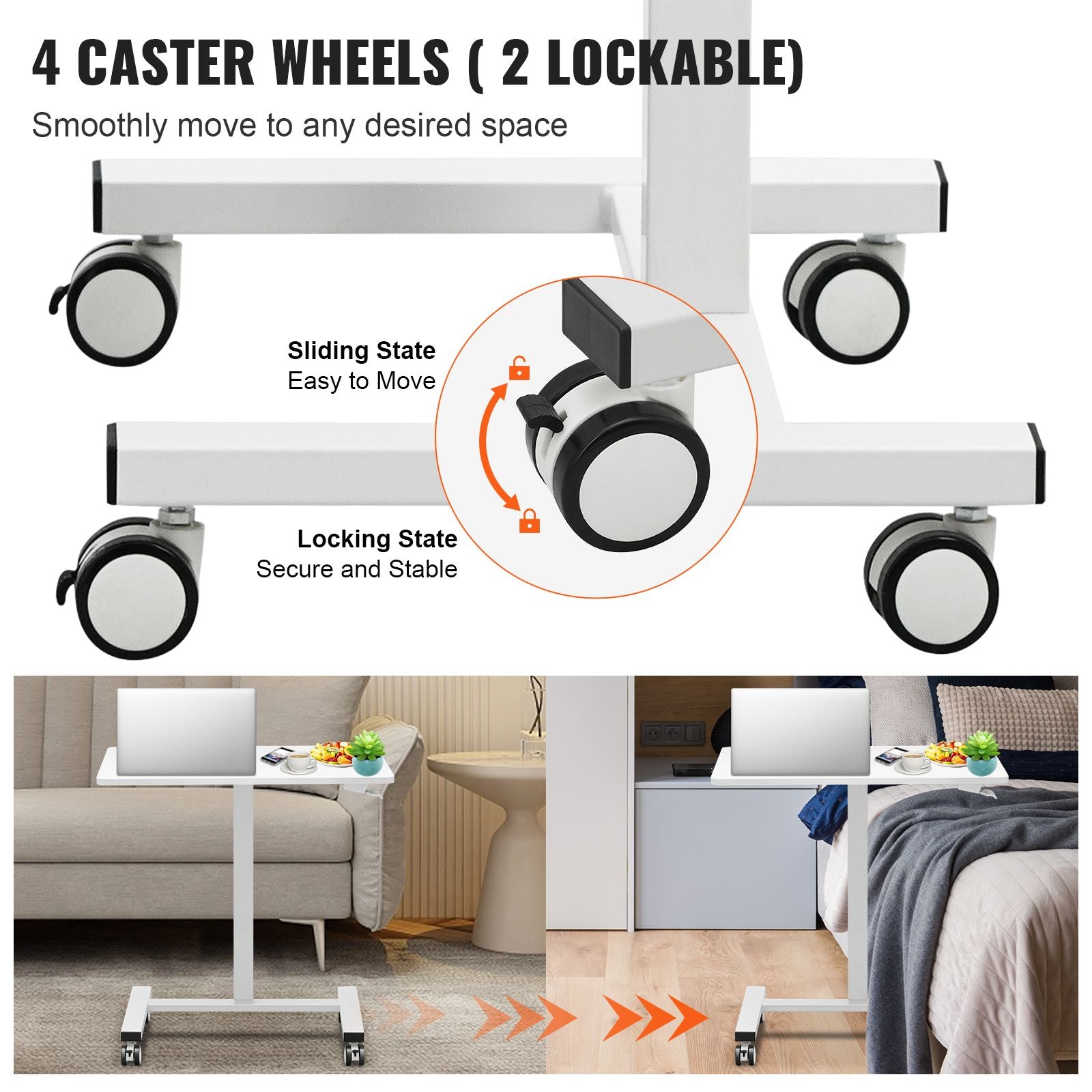 portable rolling laptop table gas spring height adjustable sit stand desk with 360 wheels for flexible home office solut