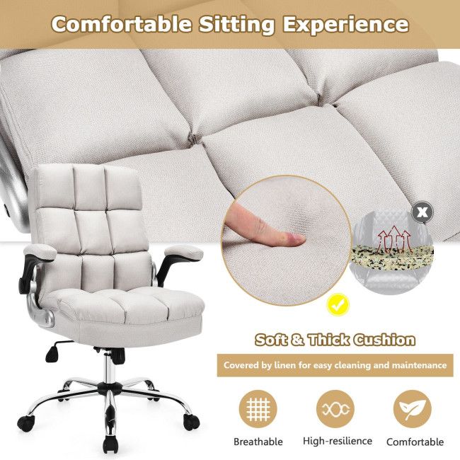 adjustable swivel office chair with high back and flip up arm for home and office - 