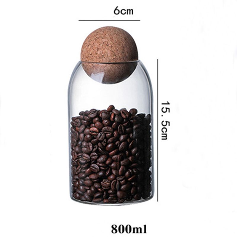 sealed glass storage jar with cork cap perfect for tea coffee dry foods - 