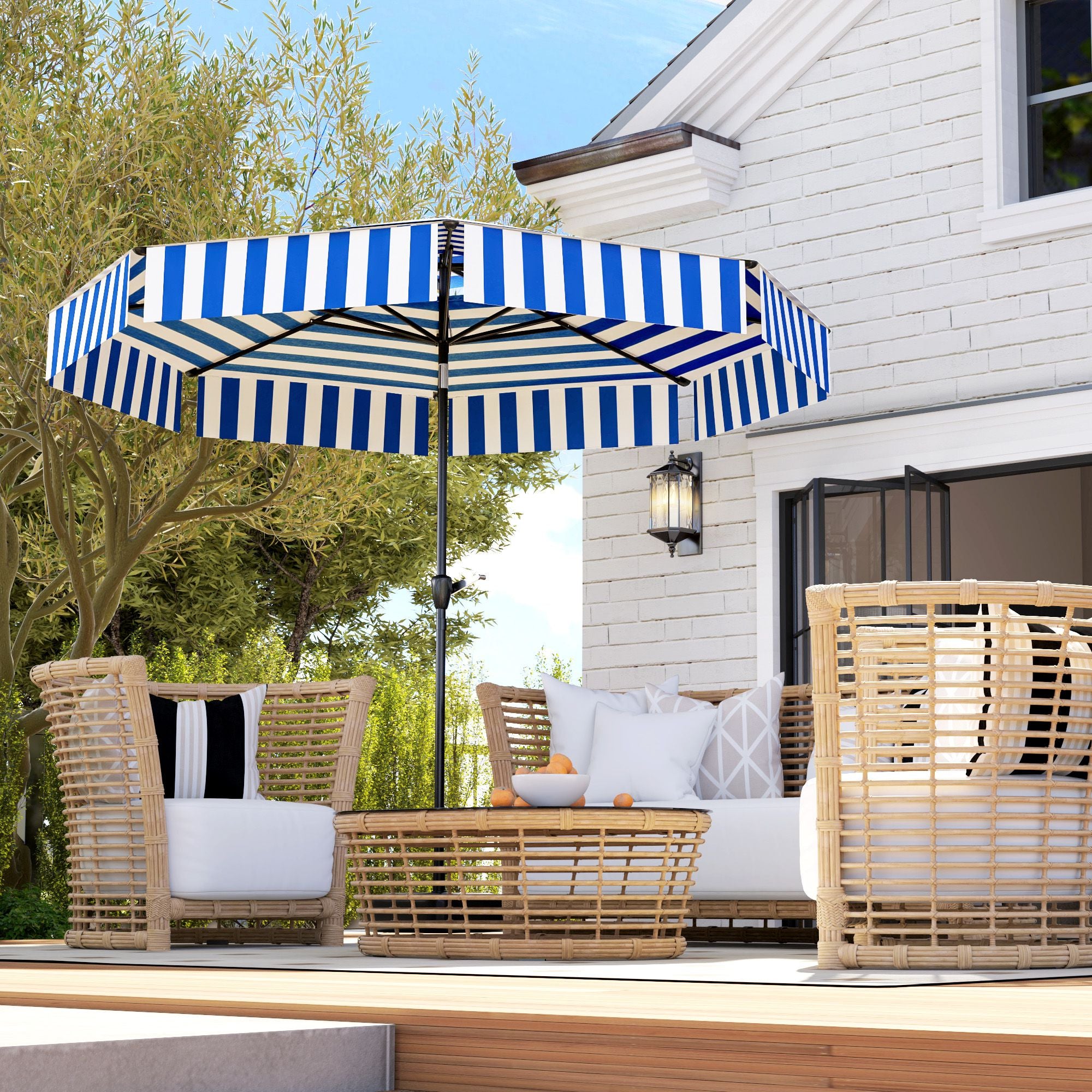 8 6ft patio umbrella upf 30 outdoor market umbrella 2 tier vented patio table umbrella with crank 8 ribs tiltable porch 