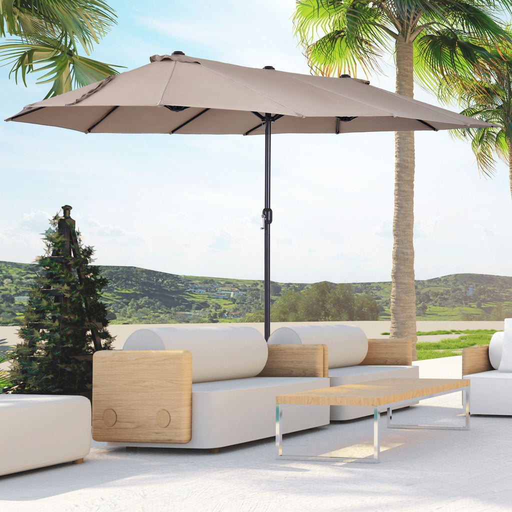 patio umbrella 15ft double sided outdoor market extra large umbrella with crank handle for deck lawn backyard and pool t
