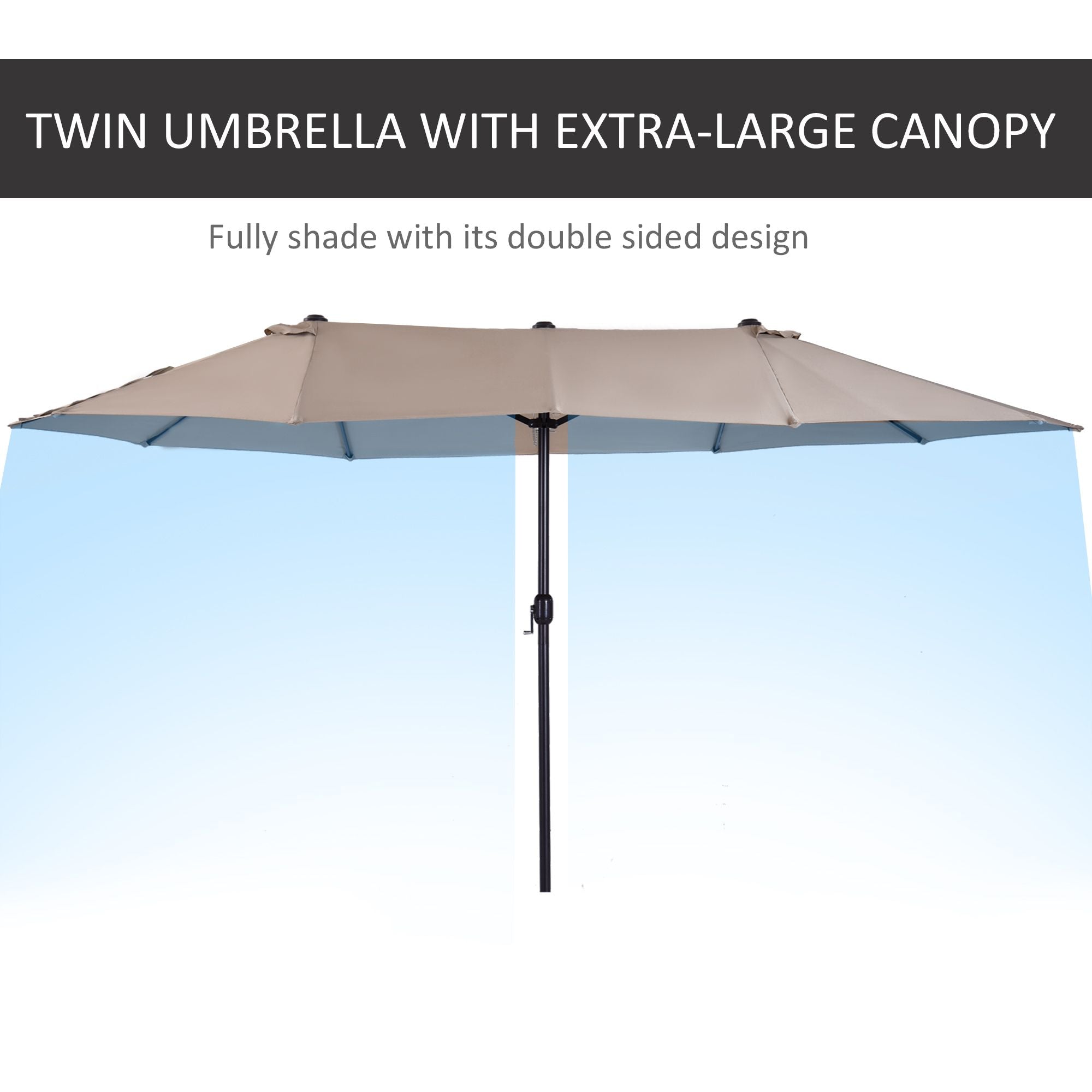 patio umbrella 15ft double sided outdoor market extra large umbrella with crank handle for deck lawn backyard and pool t