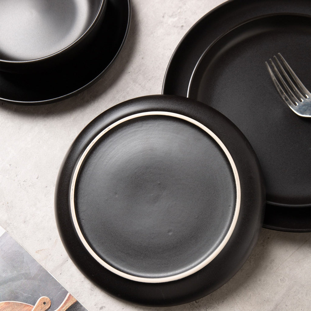12 piece stoneware dinner plates bowls sets microwave dishwasher safe non toxic dinner plates bowls set stackable matte 