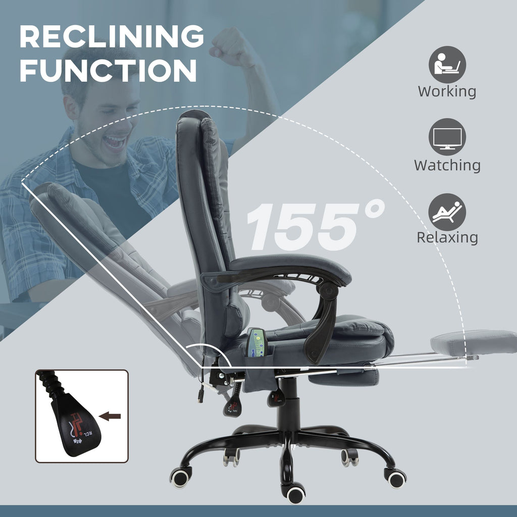 ergonomic 7 point vibrating massage desk chair with lumbar support footrest stylish blue - 