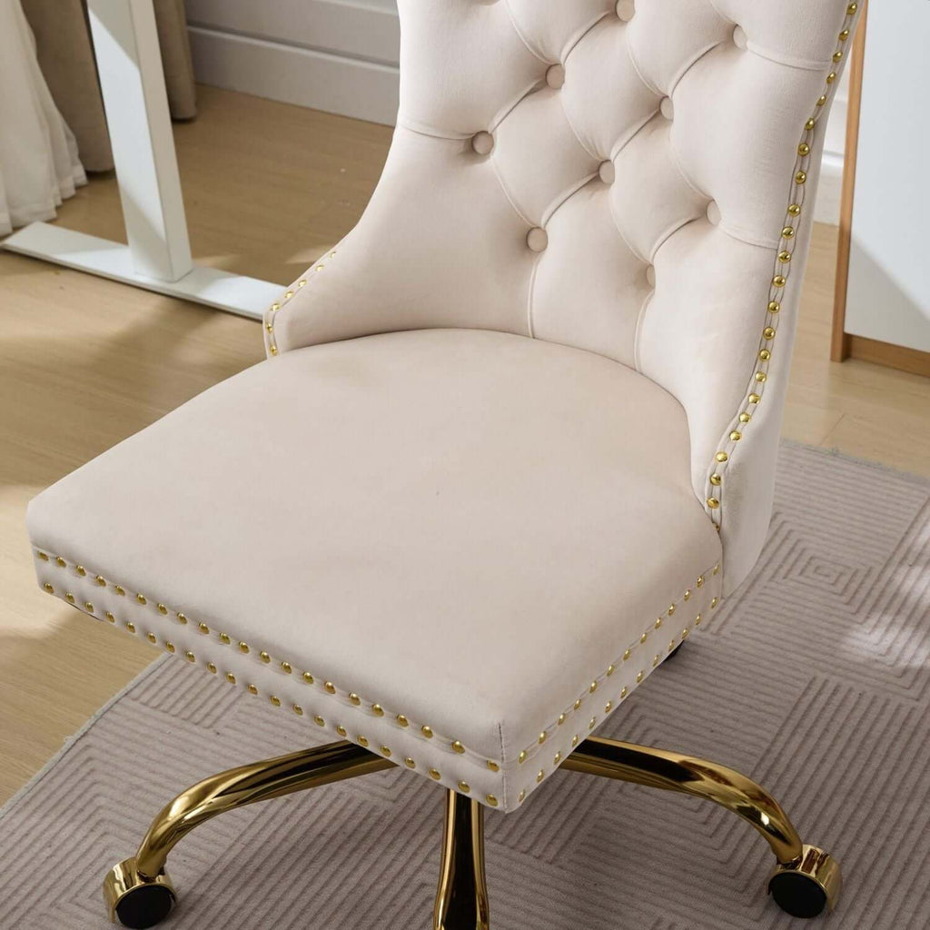 elegant velvet upholstered office chair with adjustable height swivel feature perfect for home or workspace - 