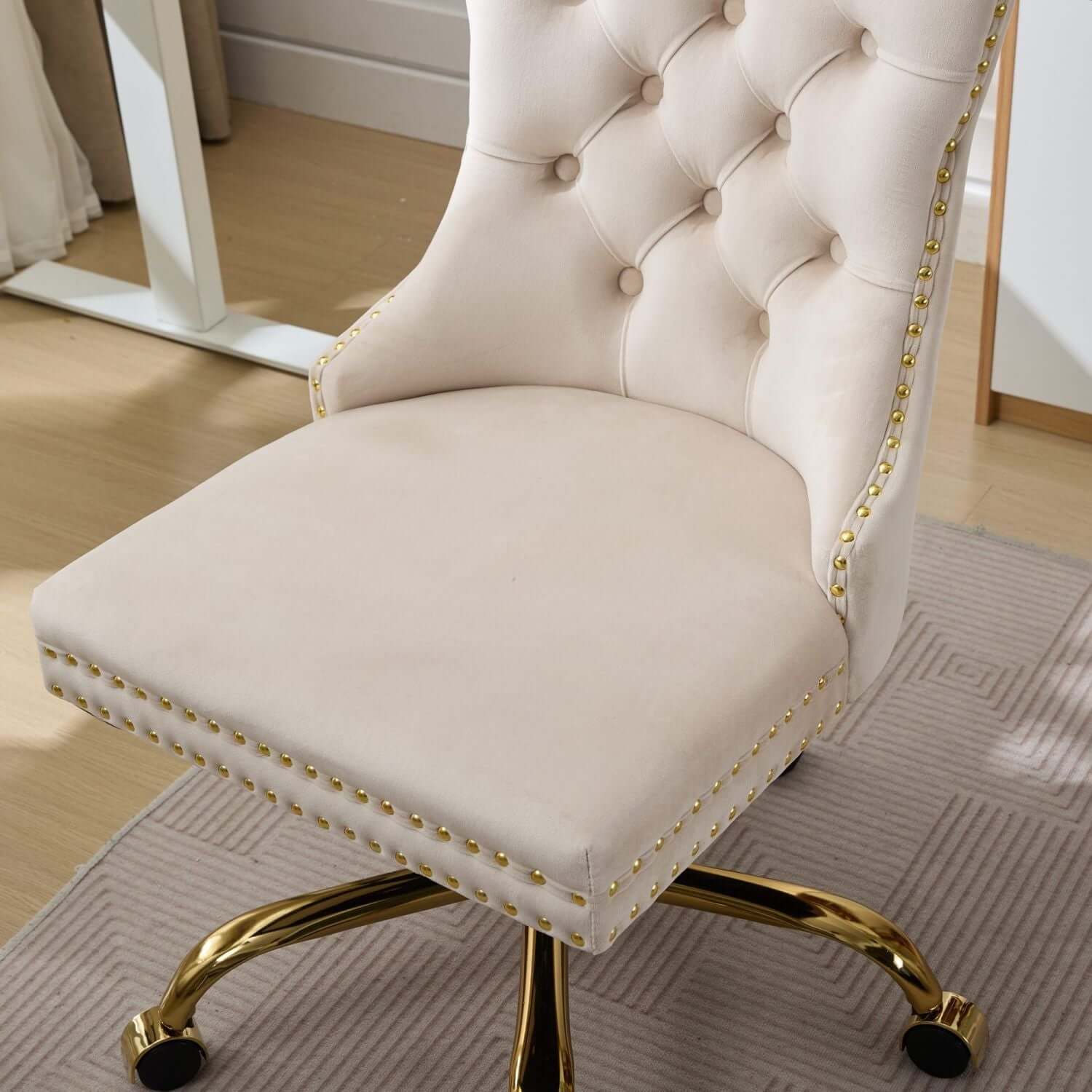 elegant velvet upholstered office chair with adjustable height swivel feature perfect for home or workspace - 