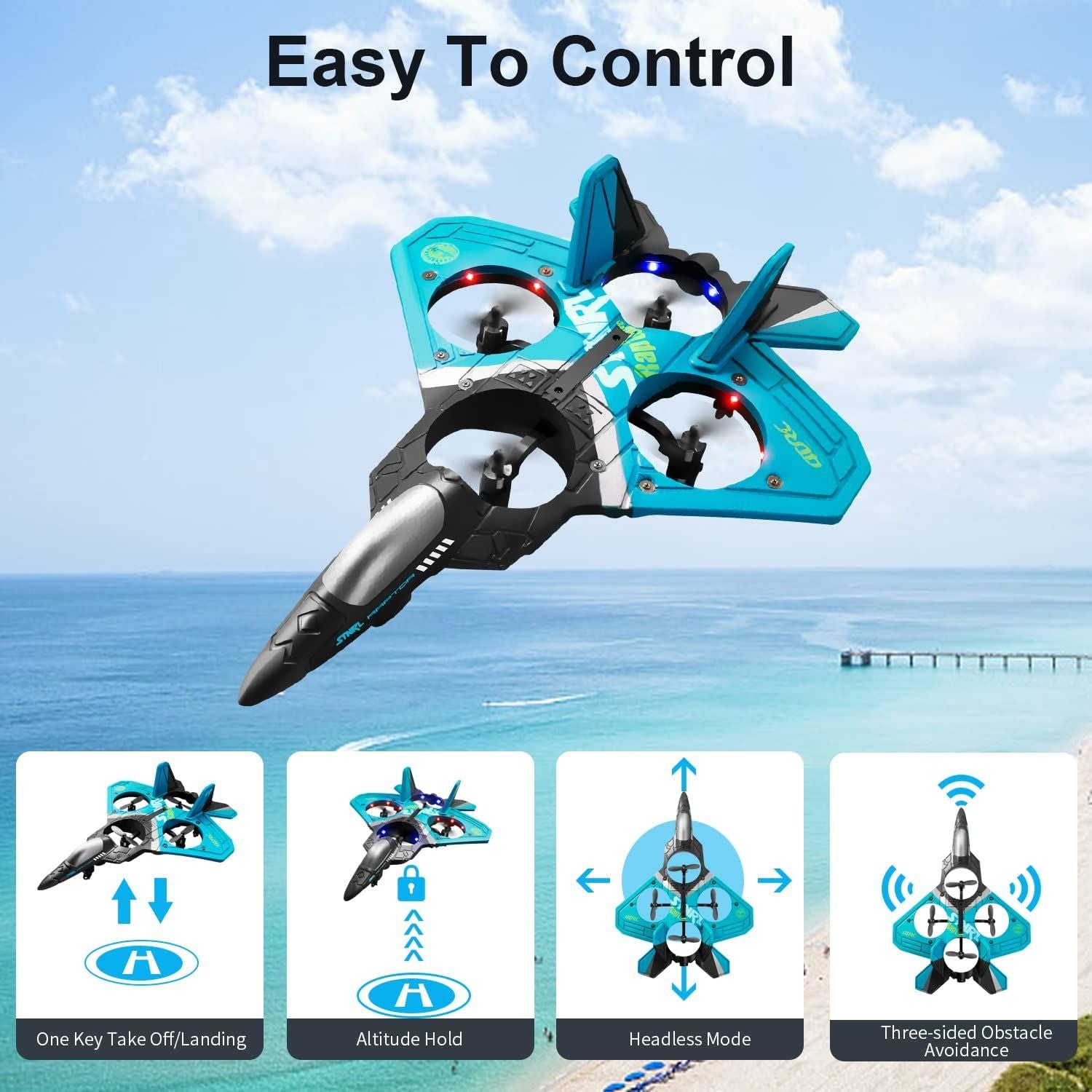 4drc v17 advanced remote control plane 2 4ghz 6ch epp model for kids adults gravity sensing stunts and light up features