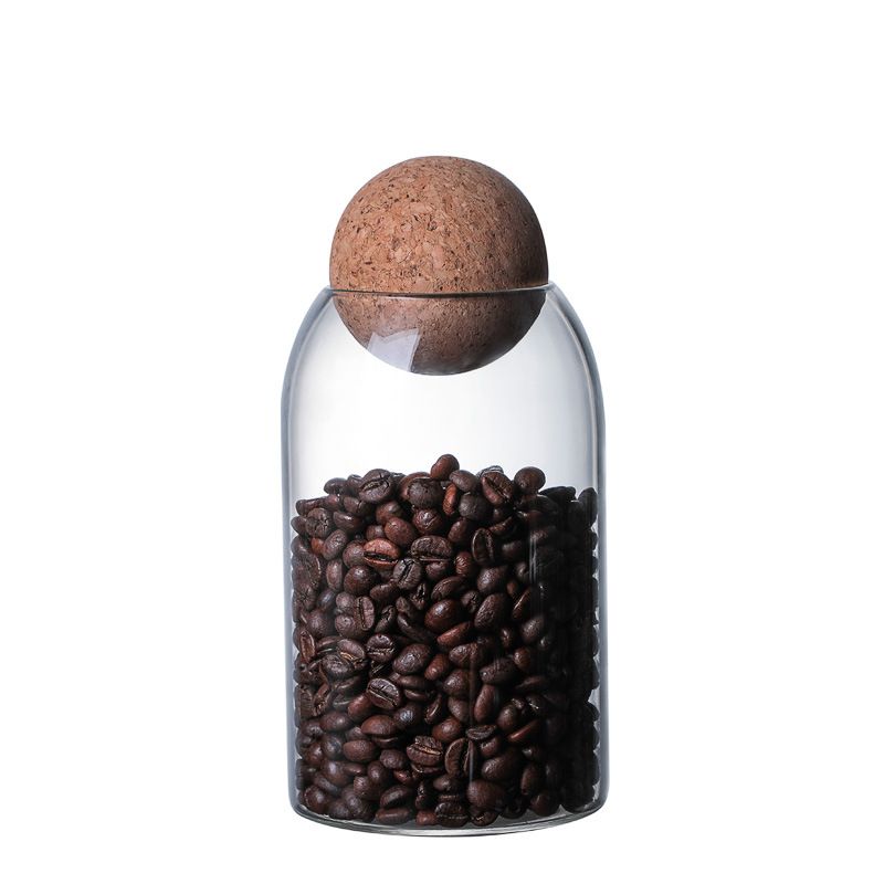sealed glass storage jar with cork cap perfect for tea coffee dry foods - 