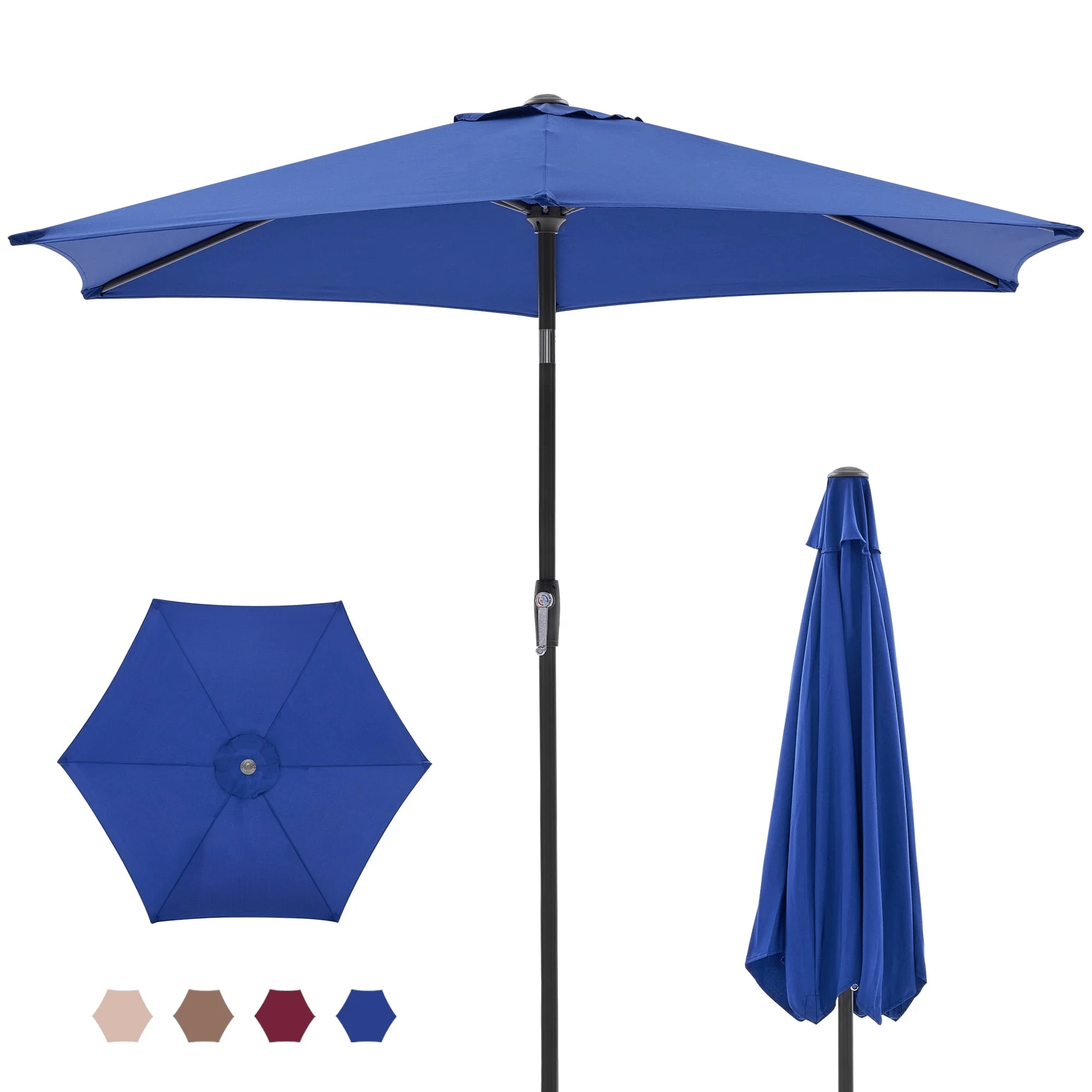 7 5 foot outdoor terrace sun umbrella with button tilt and hand cranking device 6 rib design uv15 waterproof fabric - im