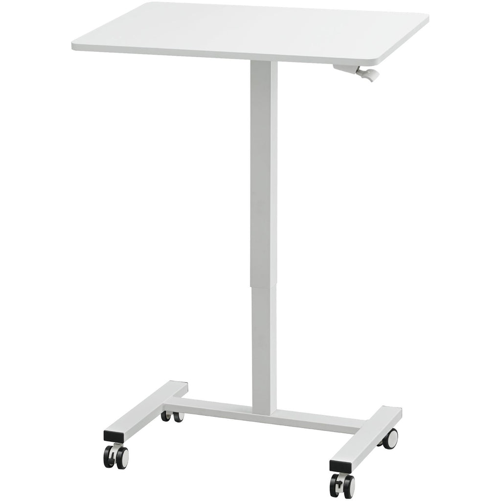 portable rolling laptop table gas spring height adjustable sit stand desk with 360 wheels for flexible home office solut