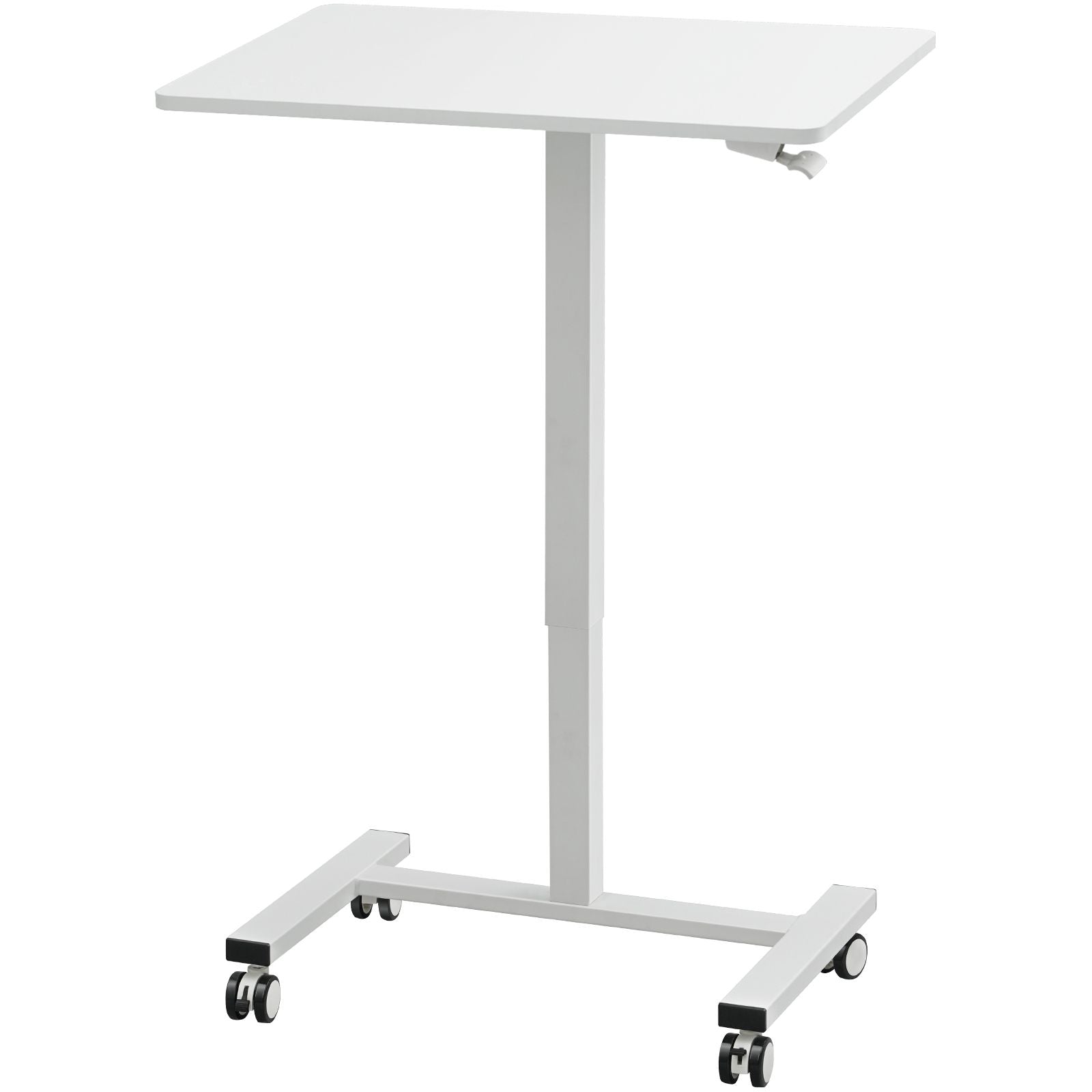 portable rolling laptop table gas spring height adjustable sit stand desk with 360 wheels for flexible home office solut