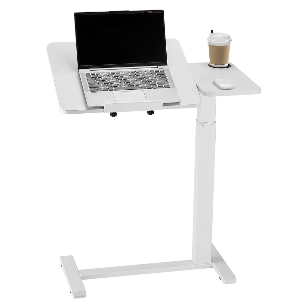 portable bedside table with adjustable height angle rolling laptop desk with flip top surface 4 hidden wheels cup holder