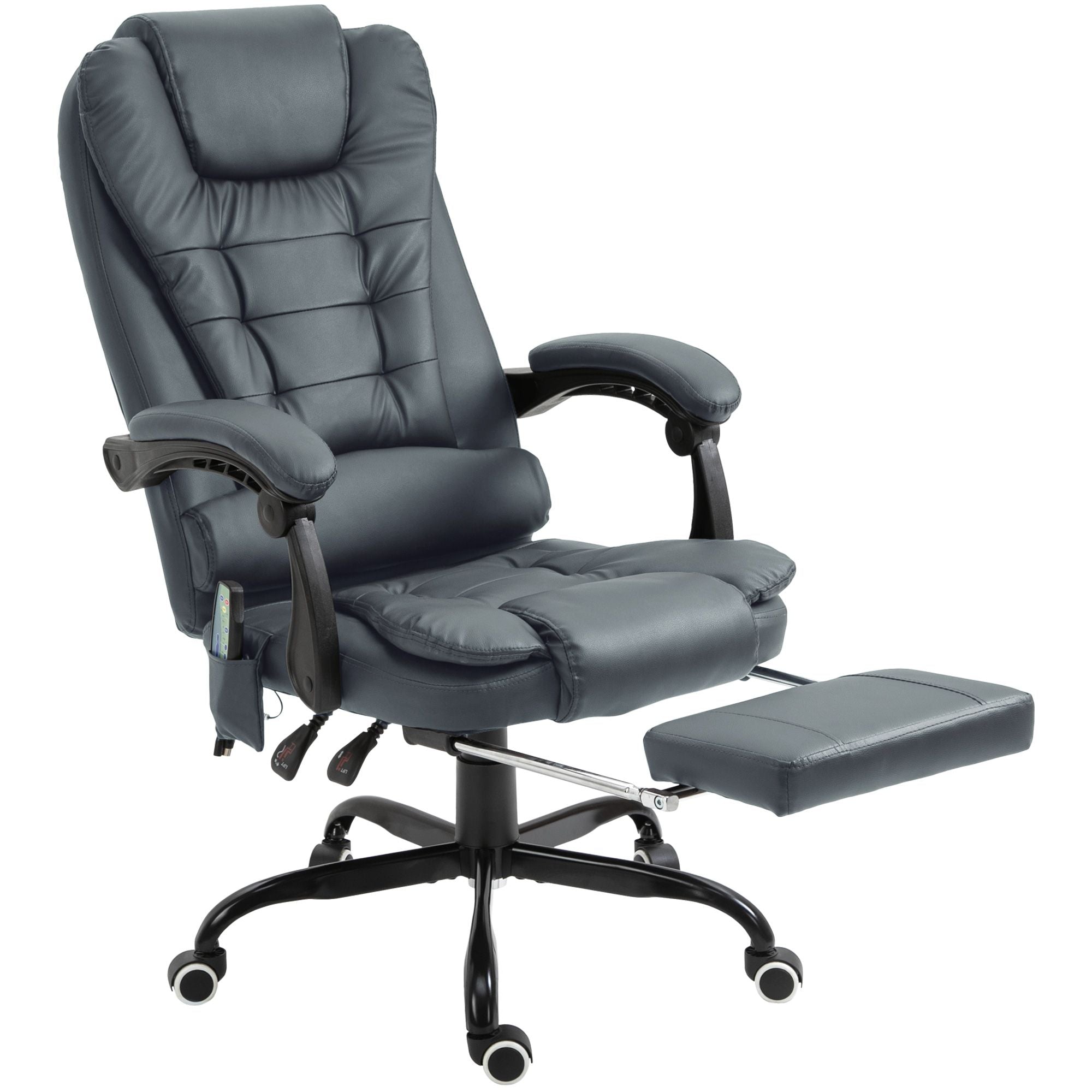 ergonomic 7 point vibrating massage desk chair with lumbar support footrest stylish blue - 