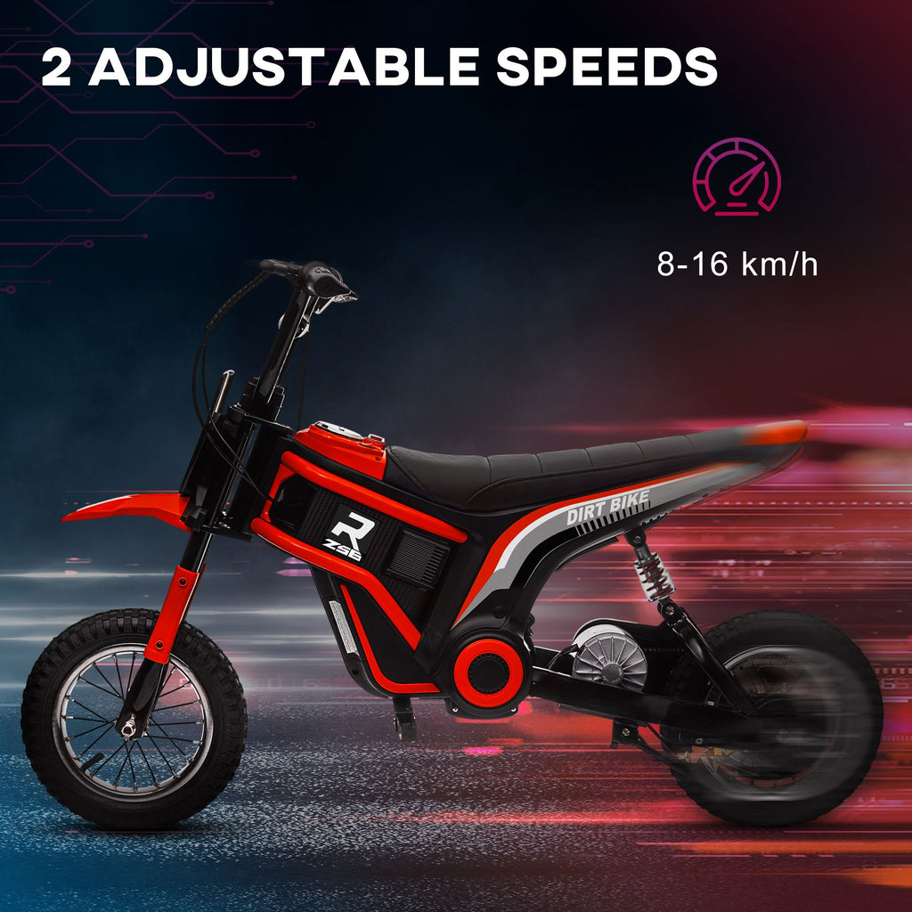 Aosom 24V 350W dirt bike, close-up of rear suspension and disc brake
