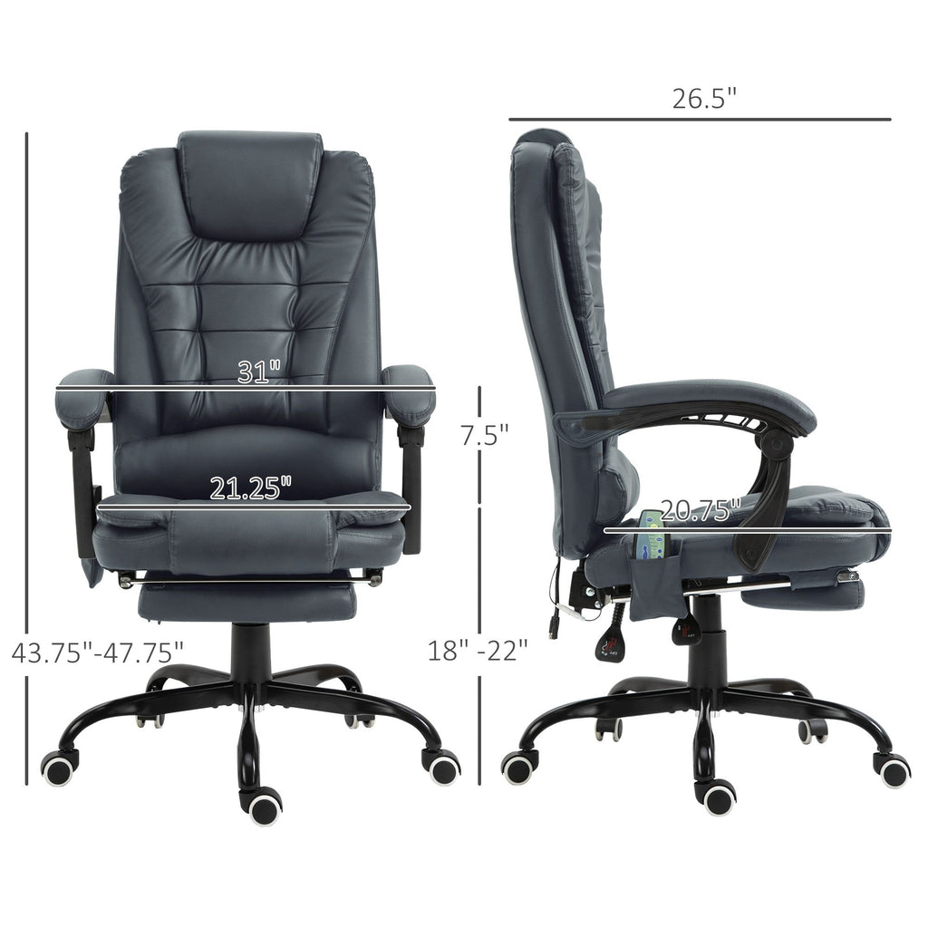 ergonomic 7 point vibrating massage desk chair with lumbar support footrest stylish blue - 