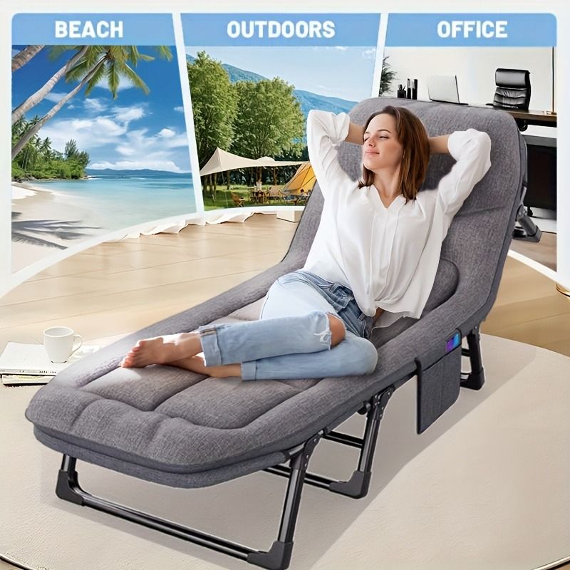 1 pack american style patio folding bed outdoor patio furniture comfortable ergonomic single recliner patio chaise foldi