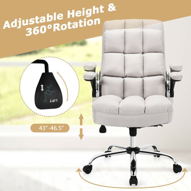 adjustable swivel office chair with high back and flip up arm for home and office - 