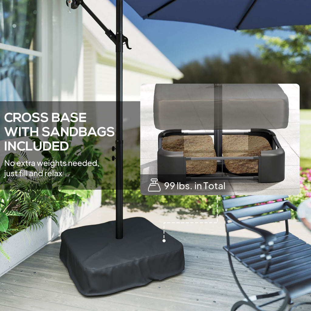 10 ft cantilever patio umbrella with light weight offset hanging outdoor umbrella with protective cover dark blue - imag