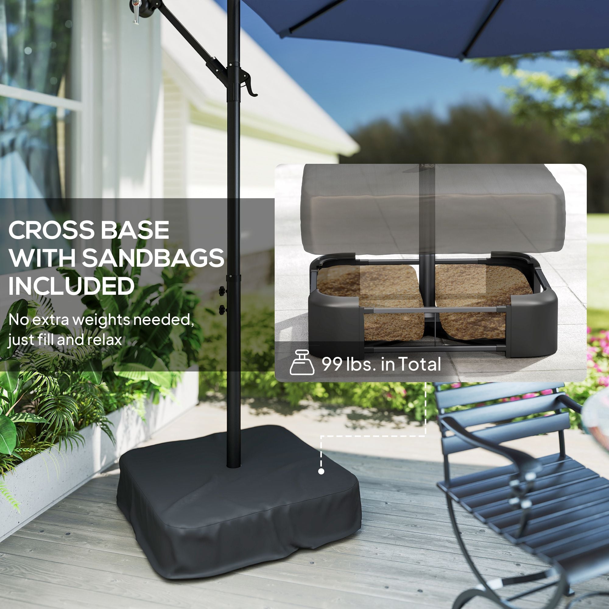 10 ft cantilever patio umbrella with light weight offset hanging outdoor umbrella with protective cover dark blue - imag