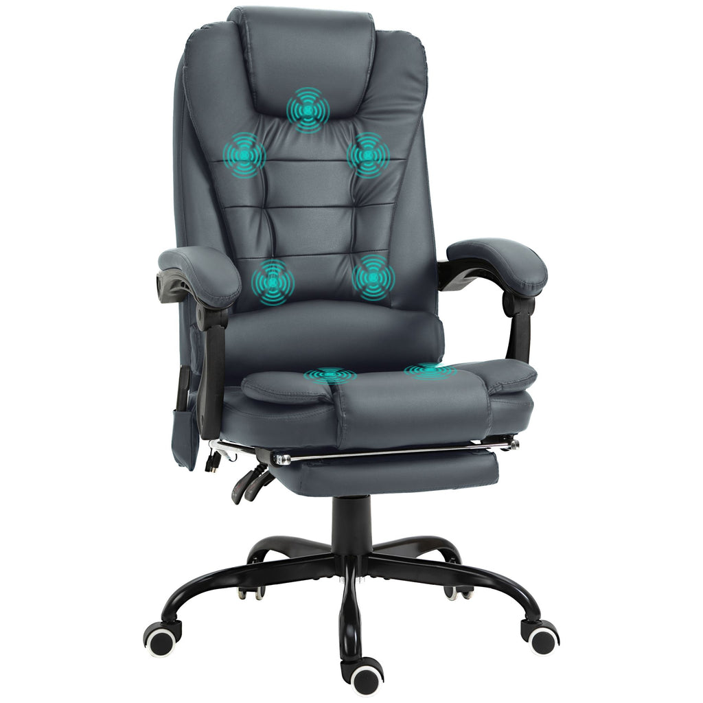 ergonomic 7 point vibrating massage desk chair with lumbar support footrest stylish blue - 