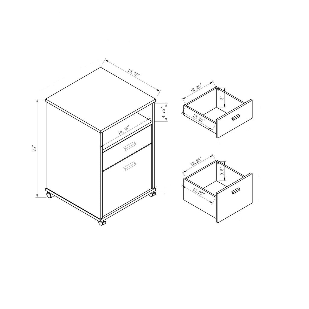 home office desk with modesty panel and detached file cabinet on locking wheels with two drawers file drawer cubby shelf