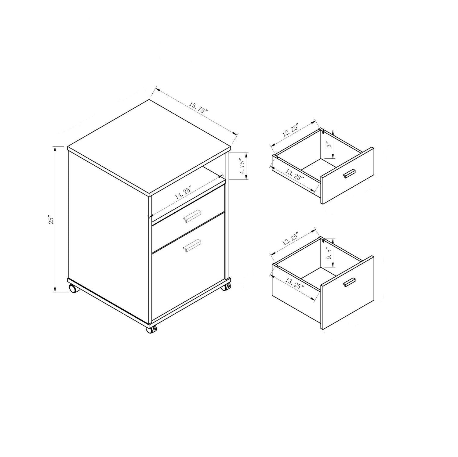 home office desk with modesty panel and detached file cabinet on locking wheels with two drawers file drawer cubby shelf
