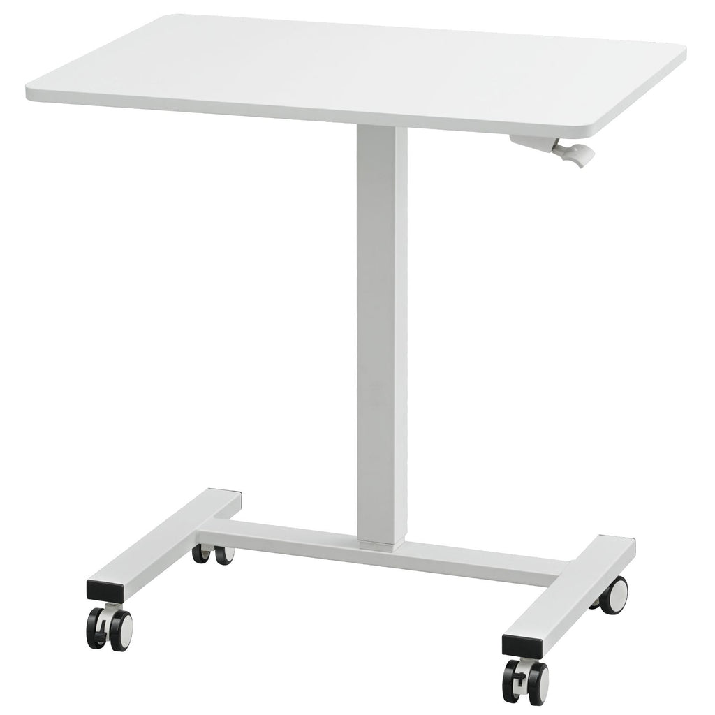 portable rolling laptop table gas spring height adjustable sit stand desk with 360 wheels for flexible home office solut